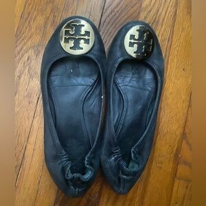 Well worn leather work flats